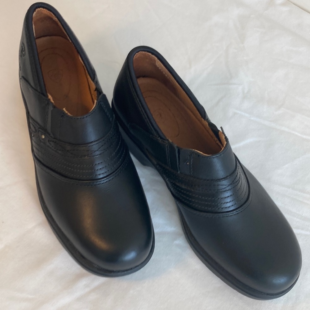 ARIAT Steel Toe Safety Clogs W9.5 black leather 36121 NWOT